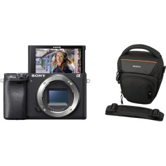 Sony Alpha 6400 APS-C bezspoguļa kamera (ātra 0,02 sekundes automātiskā fokusēšana, 24,2 megapikseļi, slīps displejs videoreportāžu uzņemšanai) + LCS-AMB soma