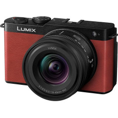 Panasonic Lumix DC-S9NE-K pilna kadra bezspoguļa kamera, 24.2MP, 6K/4K, 779 punktu PDAF, attēla stabilizācija, LUT, 180° elastīgs monitors, 5GHz Wi-Fi, sarkana, ar objektīvu S-R1840E