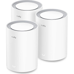 Cudy M1800 3-Pack AX1800 WiFi 6 Mesh sistēma visai mājai 5G Gigabit VPN maršrutētājs/ paplašinātājs, vecāku kontrole