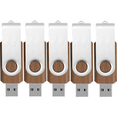 TATMOHIK Koka USB zibatmiņas zibatmiņas karte 16 GB, 5 gab., koka USB zibatmiņas atmiņas karte 16 GB, 5 gab., metāla grozāmā klipa USB zibatmiņas karte (16 GB USB 3.0, 5 gab.)