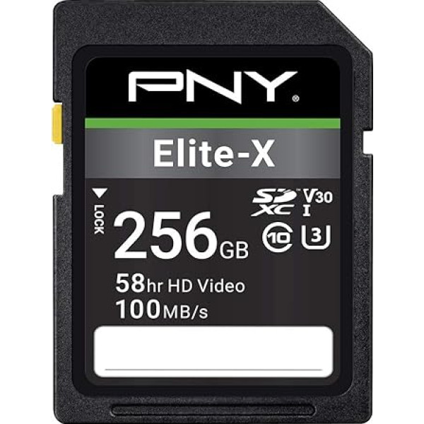 PNY Elite-X SDXC karte 256GB 10. klases UHS-I U3 100MB/s