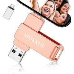 MUXXUE USB zibatmiņas karte i Phone, 64 GB atmiņas karte iPhone USB zibatmiņas karte, USB zibatmiņas karte iPhone, iPad, Mac, Android, PC ar iOS, USB, C tipa, kopēt fotoattēlus un videoklipus bez lietotnes lejupielādes