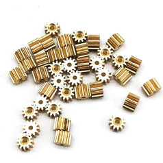 Vārpstas skriemeļu zobrats, zobratu vārpsta, moduļa zobrats motora vārpstas caurums 1.5/2mm ārējais diametrs 5.6mm mehāniskie vara zobrati 10 gab/partija (izmērs: 2mm ciets, krāsa: 12 zobi,