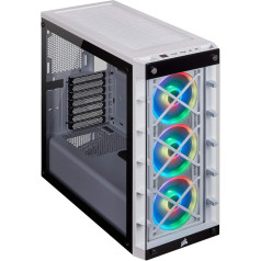 Corsair iCUERGB Mid-Tower ATX Smart Case ar rūdīta stikla sāniem un priekšējo paneli, 3 iebūvētiem LL120 RGB ventilatoriem, daudzpusīgām dzesēšanas iespējām