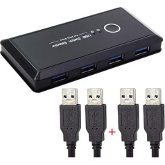 JSER KVM USB 2.0 or USB 3.0 Switch Selector 2 Port PCs Sharing 4 Devices for Keyboard Mouse Scanner Printer (USB 3.0)