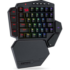 Redragon K585 PRO bezvadu vienroku mehāniskā tastatūra, 42 taustiņi, 3 režīmu RGB 40% spēļu tastatūra ar 7 iebūvētiem makro taustiņiem, noņemams plaukstas balsts, ilgstoša darbības baterija (zils slēdzis)