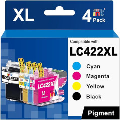 Starink LC422XL tintes kasetnes saderīgas ar Brother LC422XL LC 422 LC-422XL LC-422XL LC-422XLVAL Multipack priekš Brother MFC-J5340DW, MFC-J5345DW, MFC-J5740DW, MFC-J6540DW, MFC-J6940DW, melna, zilā, purpura,