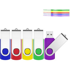 USB zibatmiņas 2 GB, JEVDES USB zibatmiņas, 5 atmiņas zibatmiņas, 2 GB USB 2.0 zibatmiņas disks, USB atmiņas zibatmiņa, datu glabāšanas pendrive ar aukliņu (5 gabaliņu iepakojumā)