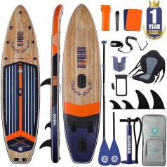 Niphean Stand Up Paddle Board ar līdzsvarotu spārnu dizainu un izturīgiem SUP piederumiem, 335 cm stabilas piepūšamās airu dēļi pieaugušajiem, Sup Board, Stand Up Paddling Board ar sēdekli, airu dēlis