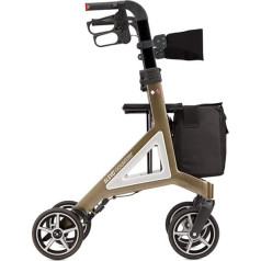 Bischoff & Bischoff Alevo Country Rollator Foldable - apvidus staigulītis iekštelpās un ārpus telpām ar profila riepām un noņemamu somu, sēdekļa augstums 58,5 cm, Platinum