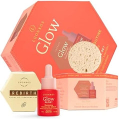 LUONKOS Glow Skin Care Set - Glory Facial Serum un Rebirth Facial Oil Cleanser Cake Bundle - mirdzumu piešķirošs, mitrinošs, divkārši attīrošs komplekts mirdzošai, mitrinātai un mirdzošai ādai