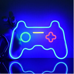 YUEYYNS Game Neon Light Sign Gamepad Gaming Neon Sign Blue Game Neon Signs for Wall Game Room Bar Party Decor