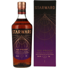 STARWARD 100 Proof Single Malt Whiskey gereift in amerikanischen Rotweinfässern aus Eiche 50% vol. 700ml nicht kühlfiltriert vollmundig im Geschmack Noten von Vanille & gerösteter Eiche