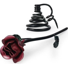 Aoneky mūžīgā čuguna roze ar pamatni - ar rokām kalta dzelzs roze - dāvana sievai mātei jubilejai Valentīna diena Mātes diena Kāzu gadadiena Dzelzs vara kāzas (sarkana)