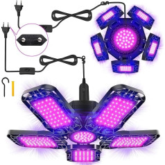 TENDIST Pack of 2 Malleable LED Black Light 46,5 W, melnā gaisma UV lampa ar kontaktdakšu un slēdzi, melnā gaisma Glow Party, Helovīna dekorēšanai, Neon Party Light, skatuves gaisma