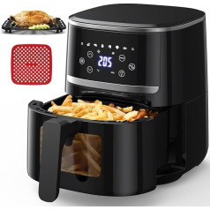 LUNSY Heißluftfritteuse 4,5L Airfryer ohne Öl XXL Friteuse Heissluft Fritteusen Air Fryer mit Digitalem LED-Touchscreen