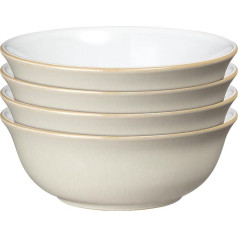 Denby - Linen Cream White Cereal Bowls Set of 4 - Trauku mazgājamā mašīnā mazgājami mikroviļņu krāsnī droši trauki - Keramikas trauki dabīgu toņu - Bļodas zupai