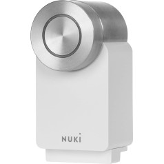 Nuki Smart Lock Pro (4. paaudzes), viedā slēdzene ar WiFi un matricu attālinātai piekļuvei, elektroniskā slēdzene pārvērš jūsu viedtālruni par atslēgu ar akumulatoru, balta krāsā