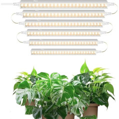 Barrina T5 LED augu lampa, dzeltena, 29 cm, pilna spektra saules gaisma, ķēdē savienojama audzēšanas lampa, LED audzēšanas gaismas strēmele ar slēdzi, ieslēdzama un darbināma, 6 gab. iepakojums