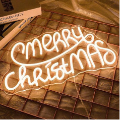 NOXET Merry Christmas Neon Sign Warm White LED Neon Light for Wall Decoration, Dimmable USB Light Signs for Home Living Room New Year Christmas Party Holiday Decoration