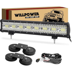 Willpower LED darba gaismas josla, 23 collu 480 W LED staru kūlis 12 V ar vadu instalāciju, ūdensizturīga LED gaismas josla, automašīnas LED gaismas josla, 12 V LED lukturis SUV bezceļu ATV UTV 4 x 4