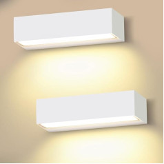 Cwycfw Pack of 2 18 W LED sienas lampas iekštelpu/āra 30 cm modernas sienas lampas Warm White 3000 K White āra sienas lampas LED IP65 ūdensizturīgs