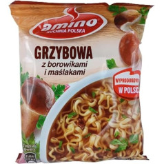 Amino Grzybowa Polijas tūlītējā nūdeļu zupa sēņu garšas, 22 gabaliņi (22 x 57 g)