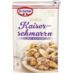 Dr. Oetker saldā maltīte Kaiserschmarrn klasiskā veidā - ar augļu rozīnēm, 14 gab. iepakojumā (14 x 165 g), austriešu konditorejas izstrādājumu klasika, brīnišķīgi mīksts un īpaši sulīgs garšas kārtojums.