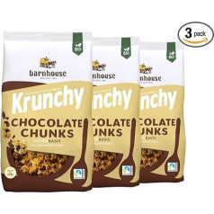 Barnhouse Krunchy & Friends Chocolate Chunks, Bavārijas auzu kukulīši ar garšīgiem šokolādes gabaliņiem, 3 x 500 g