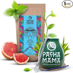 Pachamama Guayusa tējas piederumu komplekts 100 g | Pachamama Terere 0,1 kg | Ekvadoras organiskā Ilex Guayusa | Yerba Mate tējas māsa | Calabash | Bombilla