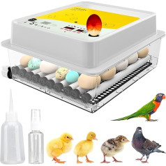 Okköbi OBI-36 Incubator for Chickens, Ducks and Other Birds + 2024 + Fully Automatic Incubator + Temperature Control + Humidity Display + Integrated Egg Shell + 5 Year Protection