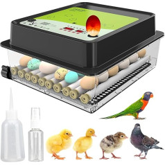 Okköbi OBI-36 Incubator for Chickens, Ducks and Other Birds + 2024 + Fully Automatic Incubator + Temperature Control + Humidity Display + Integrated Egg Shell + 5 Year Protection