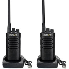 Retevis RB85 Rācija, Walkie Talkie, liela darbības rādiusa, skaidras skaņas kvalitāte, profesionāla rokas rācija Walkie Talkie ar 2000 mAh, 16 kanāli būvlaukumiem (melna, 2 gab.)