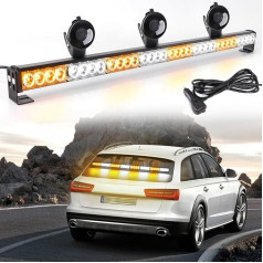 ROUTEKING 90 cm bākuguns brīdinājuma gaisma 32 LED brīdinājuma gaisma 13 mirgojoši stroboskopa režīmi bākuguns gaisma, 12 V bākuguns auto lampa kravas automašīnai traktoram kravas automašīnas jumta virsma dzeltena brīdinājuma gaisma (dzelt