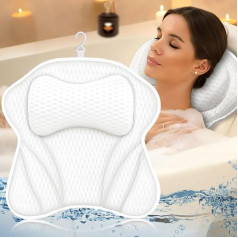 BARAKYEG Vannas spilvens balts, 4D sieta kakla spilvens Vannas spilvens Comfort Bath Pillow kā kakla spilvens ar 6 piesūcekņiem mājas spa un ērtām vannām atbalsta galvu, kaklu, plecu daļu, muguru