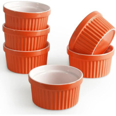 homEdge Porcelain Ramekins Set 240 ml / 8 Fl Ounces Ice Cream Brûlée Ramekins Soufflé Cups for Baking Set of 6 Orange