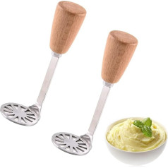 2 mazu kartupeļu maļamo kartupeļu smalcinātāju iepakojums Daudzfunkcionāla nerūsējošā tērauda maļamā mašīna bērnu pārtikas un dārzeņu smalcināšanai ar koka rokturi Pavārmāksla un virtuves piederumi
