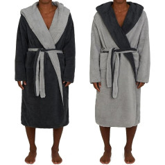 HOMELEVEL Sherpa Reversible Bathrobe Men's with Hood Dressing Gown House Robe Bathrobe Winter Warm