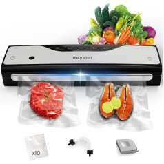 Raycial Vacuum Sealer 5 in 1 Food Vacuum Sealer Dry Wet Canning Food Vacuum Sealer ar 10 profesionāliem folijas maisiņiem Iebūvēts griezējs un gaisa iesūkšanas šļūtene
