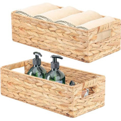 YheenLf uzglabāšanas grozs, 2 grozi (37 x 16,5 x 11 cm/33 x 12,5 x 10 cm), pīti grozi, stackable plauktu grozi, uzglabāšanas kastes guļamistabai un vannas istabai, skaisti grozi, ūdens hiacintes