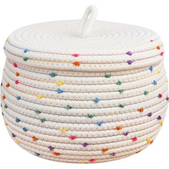 Operitacx austs grozs ar vāku, dekoratīvie virvju glabāšanas grozi organizēšanai, kokvilnas virvju trauki ar vāku, 25 cm platumā x 16 cm augstumā