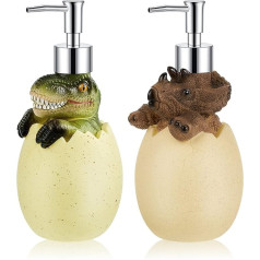 Dinozauru ziepju dozators 2 Pack Egg Kids ziepju dozators Cute Dinosaur Vannas istabas piederumi Dzīvnieku dušas losjons šķidrums uzpildāms vannas istabas countertop Decor