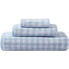 Laura Ashley - dvieļu komplekts, absorbējoši un izturīgi pret izbalēšanu kokvilnas dvieļi, lauku mājas vannas istabas dekori (Ginny Blue, 3 gab.)