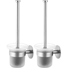 MaxDoux tualetes birste bez urbšanas Sienas tualetes birste ar turētāju Nerūsējošā tērauda un stikla tualetes birstes turētājs Tualetes birstes komplekts vannas istabai un tualetei 2 gab. iepakojums