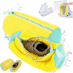 Shoe Washing Bag Washing Machine Pack of 2, Laundry Bag Shoes, Shoe Bag Washing Machine, 360° Cleaning Fluff, Protection of Shoes and Washing Machines, Shoe Wash Bag for Trainers (Yellow)