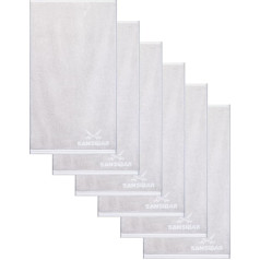 Sansibar Doubleface viesu dvieļu komplekts ar 6 dvieļiem 30 x 50 cm Flanelis Divu toņu 100 % kokvilnas svītraina apmale Sudraba/balta krāsā