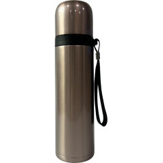 NMM Thermos Flask, 500 ml, Stainless Steel, Mobile Coffee Mug, Leak-Proof Insulated Bottle with Drinking Cup for On the Go, Sports, BPA-Free, 24H Cold & 12H Hot, Dishwasher Safe, Gold