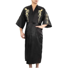 Bon amixyl Vīriešu ģērbtuves halāts halāts Dragon izšūti satīna zīda peldmēteļi Kimono Yukata Hakma Vintage