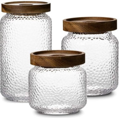 NUTRIUPS Glass Jar Storage Jars with Lid (350 + 500 + 750 ml)