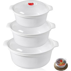 3 x Microwave Dishes, Food Storage Containers with Lid, Microwave Plate with Lid, 3 L Microwave Bowl, Storage Jars Bowl with Lid, Can be Used as Storage Containers, Suitable for Steamers Cool